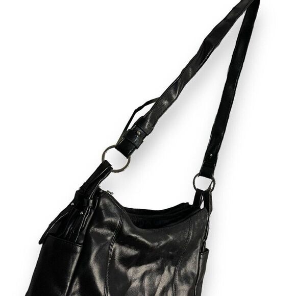 Madison Studio Leather Shoulder Bag Women's Black Pockets Retro Lined Zip - Picture 6 of 15